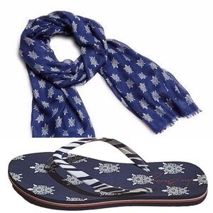 Vera Bradley Turtle Scarf and Flip-Flops Set